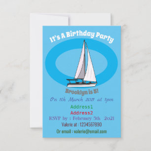 Sailboat cartoon illustration invitation