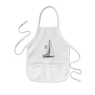 Sailboat cartoon illustration kids apron