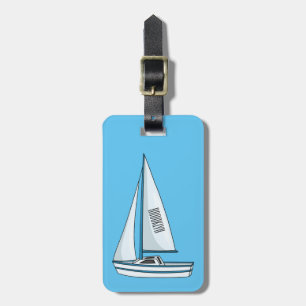 Sailboat cartoon illustration luggage tag
