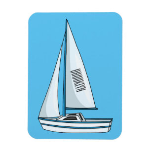 Sailboat cartoon illustration magnet