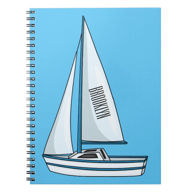 Sailboat cartoon illustration  notebook (Front)