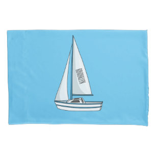 Sailboat cartoon illustration pillowcase