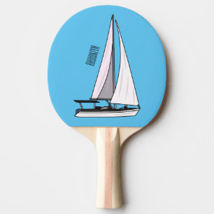Sailboat cartoon illustration ping pong paddle