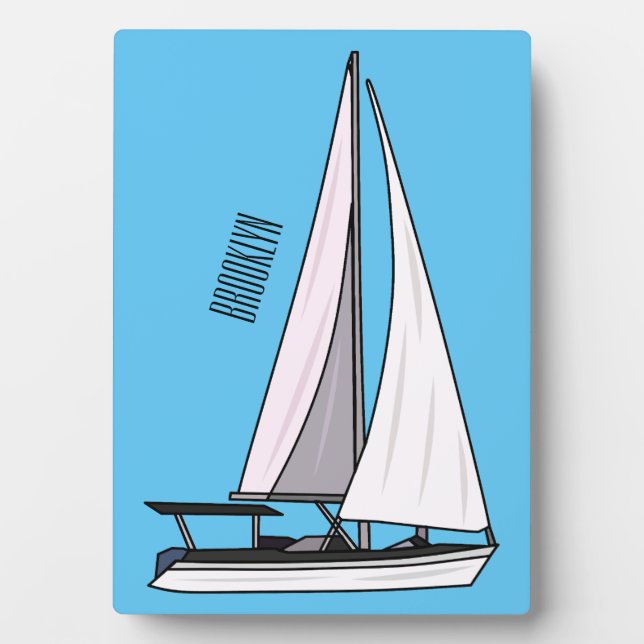 Sailboat cartoon illustration plaque (Front)