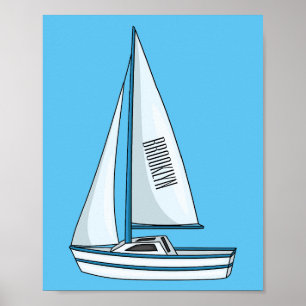 Sailboat cartoon illustration  poster