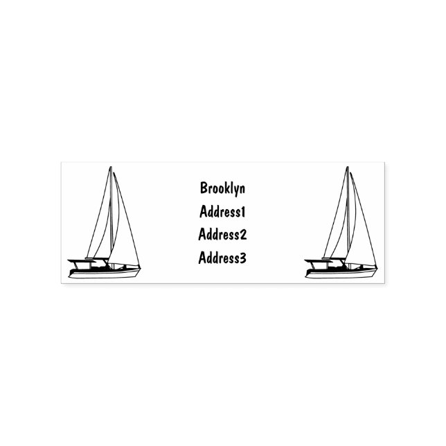 Sailboat cartoon illustration rubber stamp (Imprint)