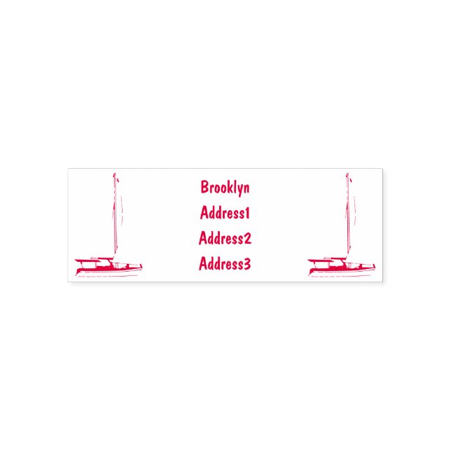 Sailboat cartoon illustration self-inking stamp (Design)