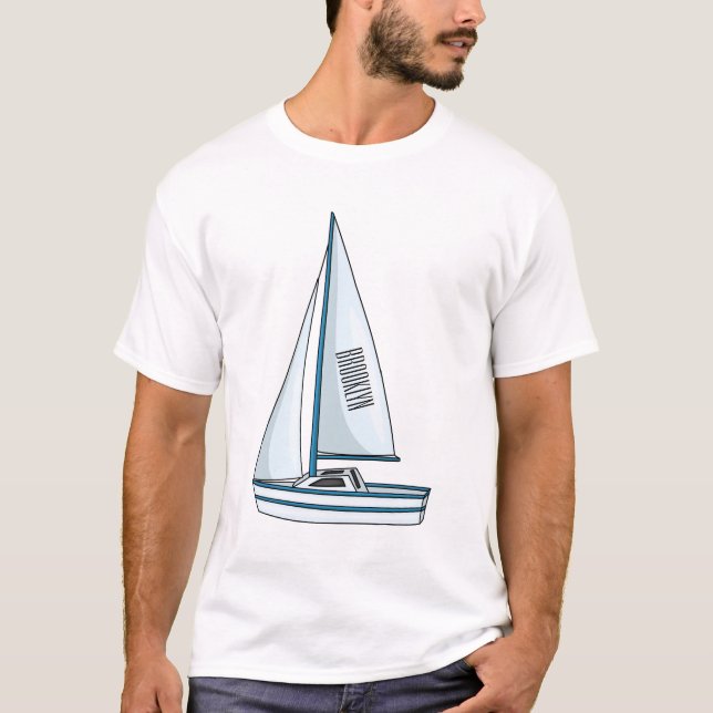 Sailboat cartoon illustration T-Shirt (Front)