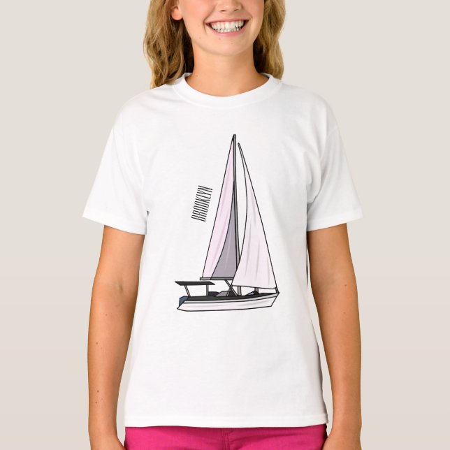 Sailboat cartoon illustration T-Shirt (Front)