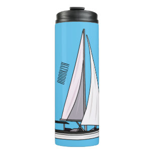 Sailboat cartoon illustration thermal tumbler