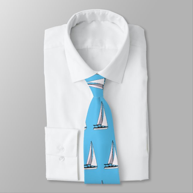 Sailboat cartoon illustration tie (Tied)