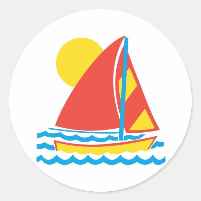 sailboat classic round sticker (Front)