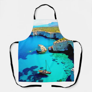 Sailboat Cliffside Sanctuary Art Apron