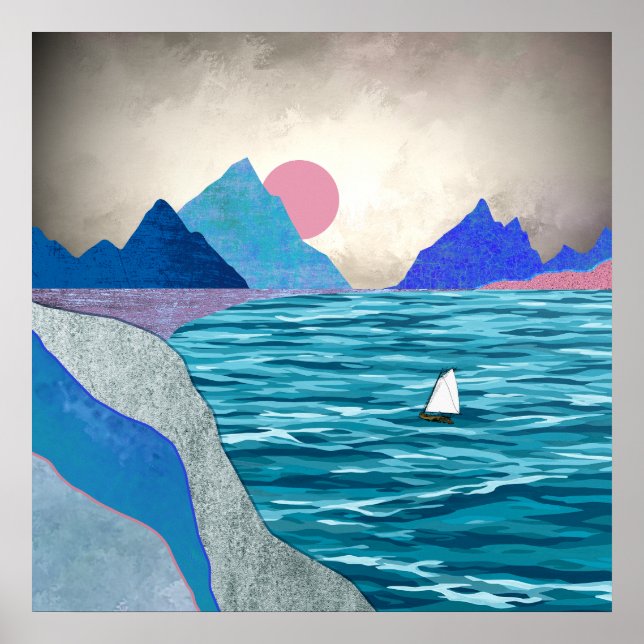 Sailboat Cove Landscape Poster (Front)