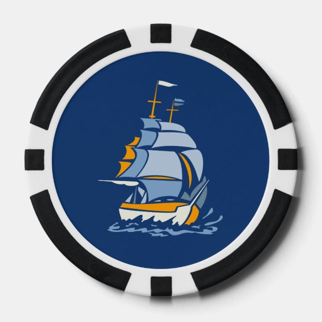 Sailboat custom poker ships chips (Front)