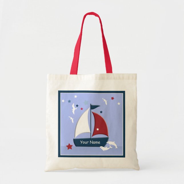 Sailboat Design Cute Nautical Go Bag (Front)