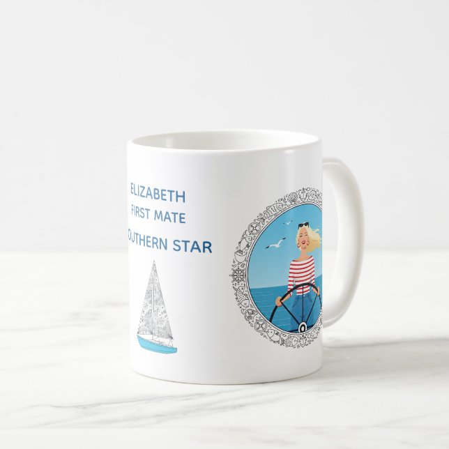 Sailboat First Mate Coffee Mug (Front Right)