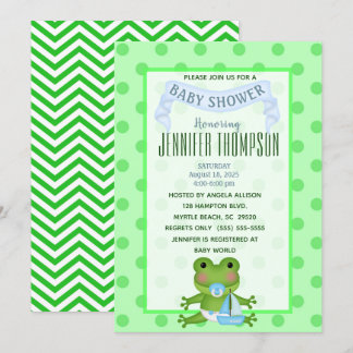 Sailboat Frog Baby Shower Invitation