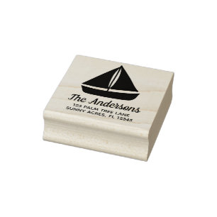 Sailboat Graphic Return Address Rubber Stamp