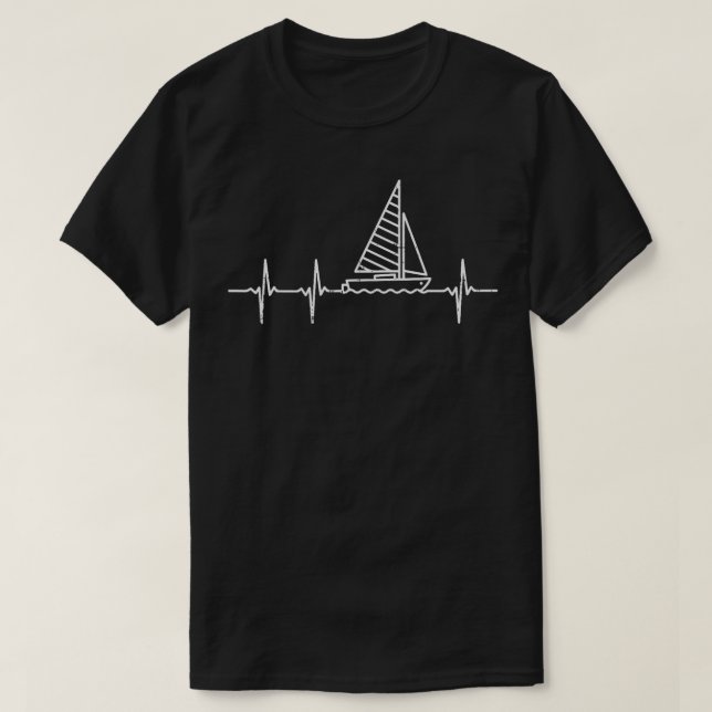 Sailboat Heartbeat Sailing Medical Nurse Boat Love T-Shirt (Design Front)