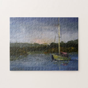 Sailboat Impressionistic Original Art Challenging Jigsaw Puzzle