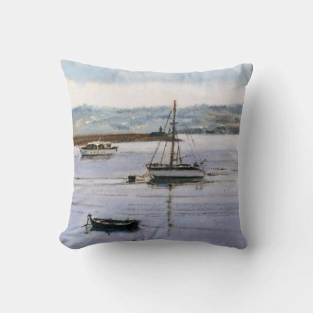 Sailboat in El Parrote (A Coruña) Cushion (Front)