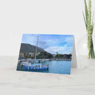 Sailboat In Harbour Corinth Greece  Card