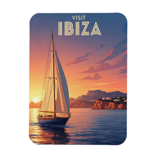 Sailboat in Ibiza Spain Travel Magnet (Vertical)