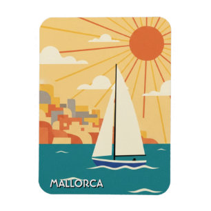Sailboat in Mallorca Spain Travel Magnet