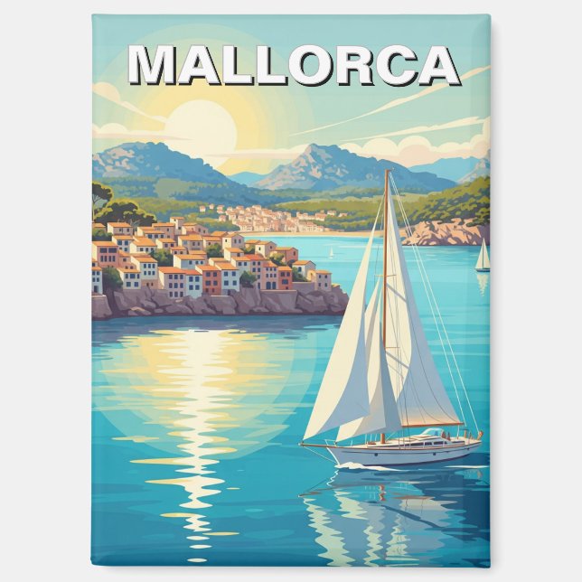 Sailboat in Mallorca Spain Travel Magnet (Front)