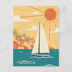 Sailboat in Mallorca Spain Travel Postcard