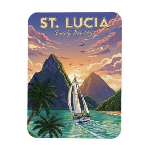 Sailboat in St. Lucia Caribbean travel Magnet