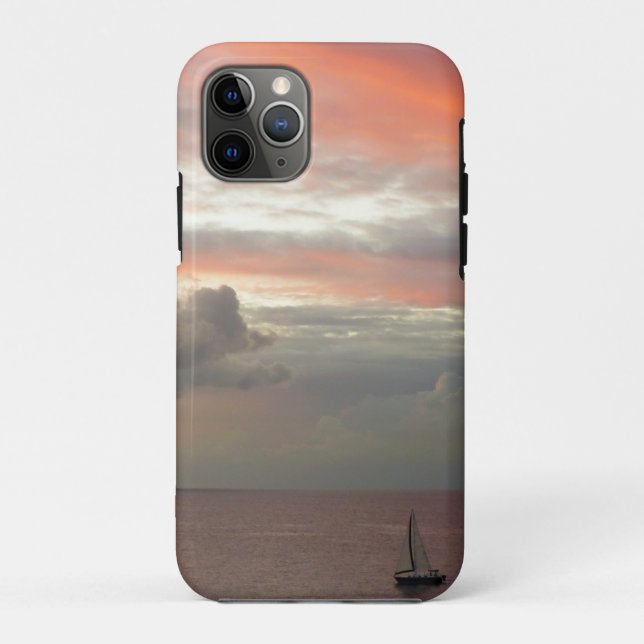Sailboat in Sunset Beautiful Pink Seascape Case-Mate iPhone Case (Back)