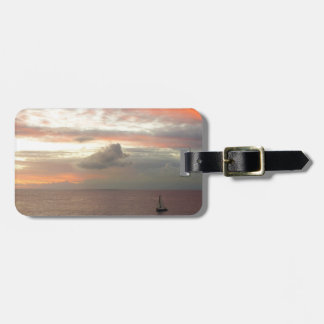Sailboat in Sunset Beautiful Pink Seascape Luggage Tag