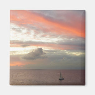 Sailboat in Sunset Beautiful Pink Seascape Magnet