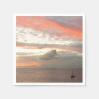 Sailboat in Sunset Beautiful Pink Seascape Napkin