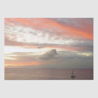 Sailboat in Sunset Beautiful Pink Seascape Tissue Paper