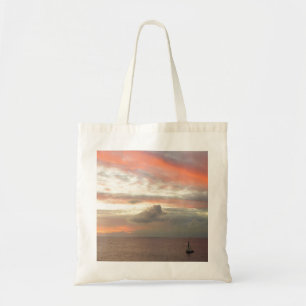 Sailboat in Sunset Beautiful Pink Seascape Tote Bag