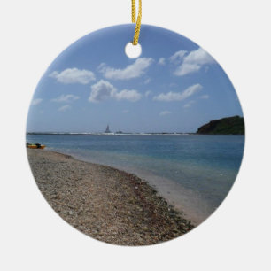 Sailboat in the Distance at St. Thomas Ceramic Tree Decoration