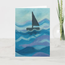 Sailboat in the Ocean Blank Greeting 