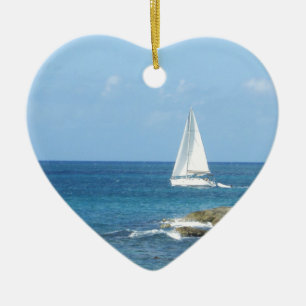 Sailboat in the Ocean Ceramic Tree Decoration