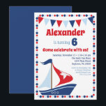 Sailboat Invitation Kids Sail Boat Birthday Party<br><div class="desc">A cute sail boat birthday invitation for your birthday boy or girl. Featuring a sweet sailing boat in navy blue,  red and baby blue. Great for ages: 1st 2nd 3rd 4th 5th 6th 7th 8th 9th 10th 11th 12th and up!</div>