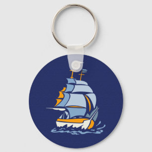 Sailboat key chain, customisable ring
