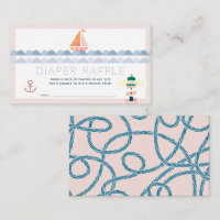 Sailboat & Lighthouse Pink Diaper Raffle TIcket
