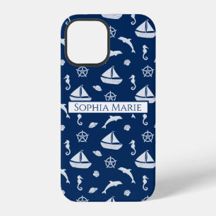 Sailboat & Marine Life Pattern iPhone 12 Case
