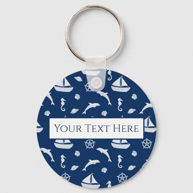 Sailboat & Marine Life Pattern Key Ring (Front)