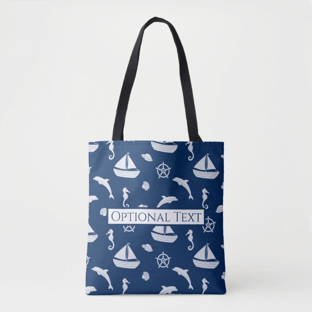 Sailboat & Marine Life Pattern Tote Bag (Front)