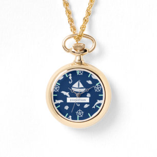 Sailboat & Marine Life Pattern Watch
