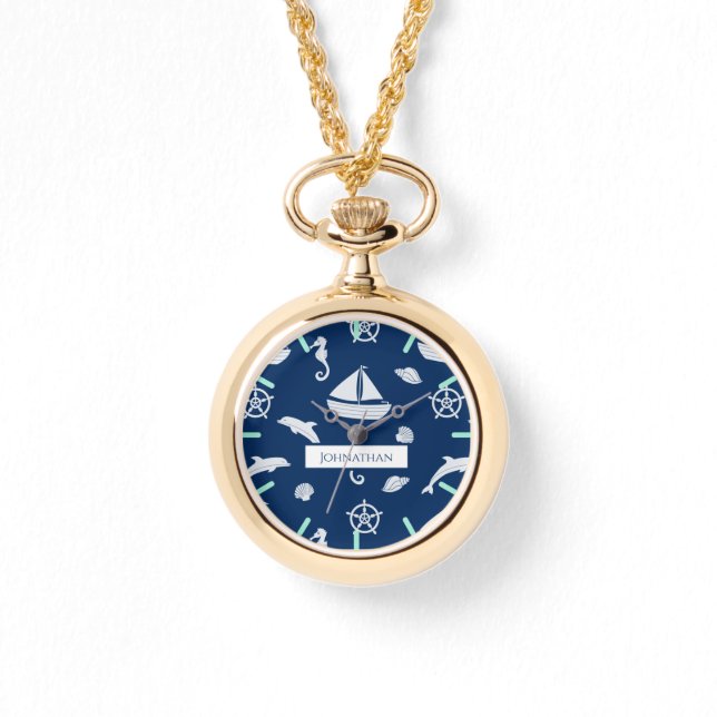 Sailboat & Marine Life Pattern Watch (Front)