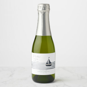 Sailboat maritime personalised wedding sparkling wine label